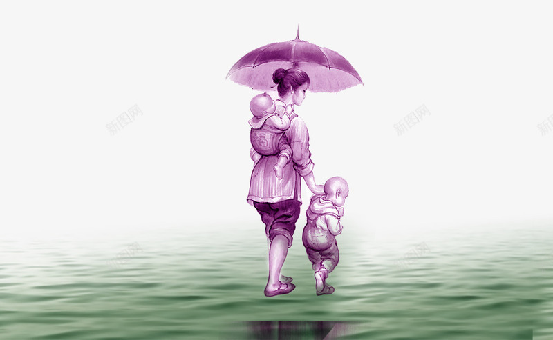 撑伞的母亲效果元素png免抠素材_88icon https://88icon.com 元素 效果 母亲 雨中 雨伞