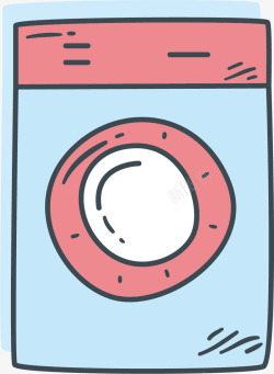粉色方形手绘洗衣机矢量图素材