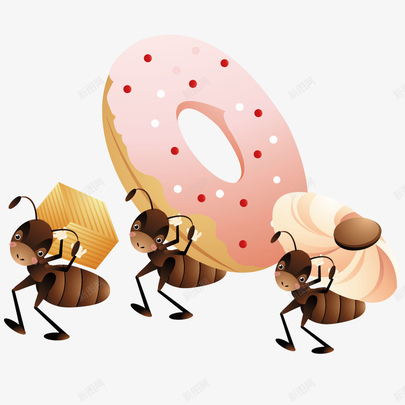 扛着甜品的蚂蚁png免抠素材_88icon https://88icon.com 动物 卡通 甜品 蚂蚁