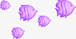 紫色鱼儿遨游造型素材