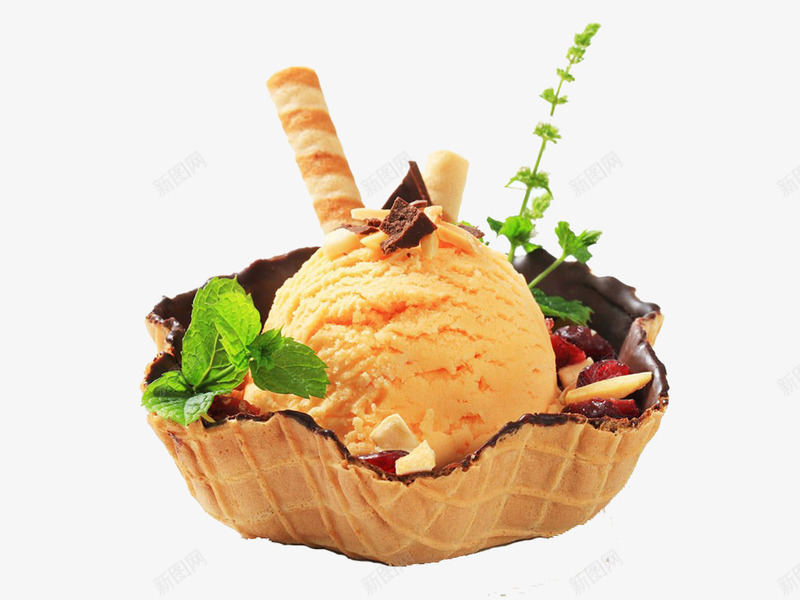 美味冰淇淋png免抠素材_88icon https://88icon.com 冰淇淋 冰淇淋球 实物 甜点 美味 脆皮 黄色