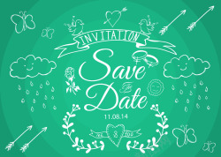 savethedate绿色背景图案素材