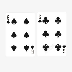 扑克花色黑桃六扑克牌矢量图素材