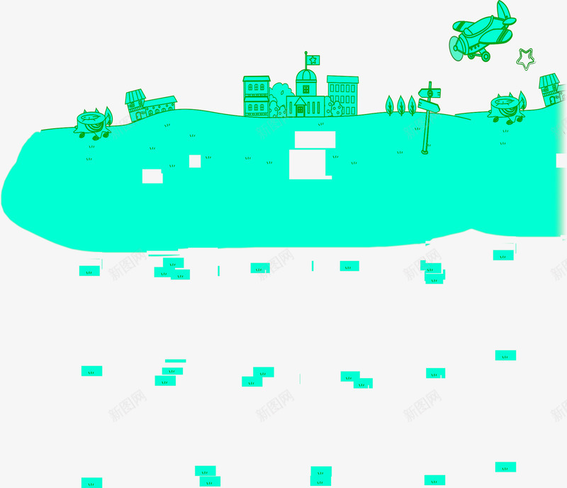 蓝色卡通学校开学季png免抠素材_88icon https://88icon.com 卡通 学校 开学 蓝色