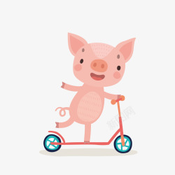 本命年的猪年玩车的小猪矢量图高清图片