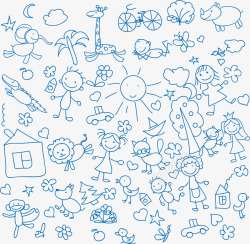儿童相关线描手绘儿童相关元素矢量图高清图片