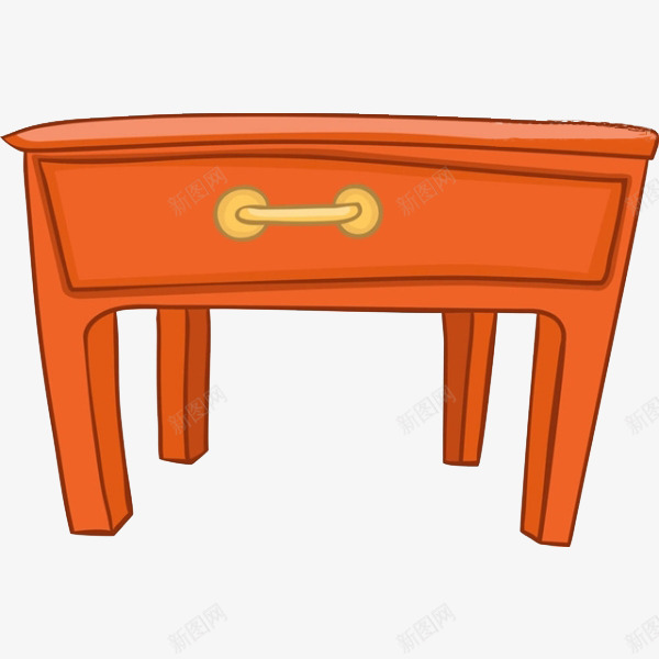 一张桌子png免抠素材_88icon https://88icon.com 卡通 家具 手绘 桌子 橘色的 立面图 简笔