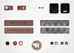 木头按钮木头质感UI控件图标高清图片