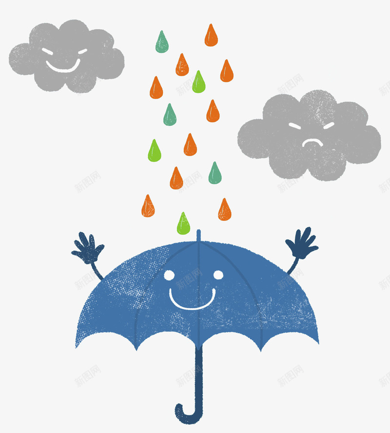 一把雨伞png免抠素材_88icon https://88icon.com 乌云 创意的 可爱的 插图 蓝色的 雨伞 雨水