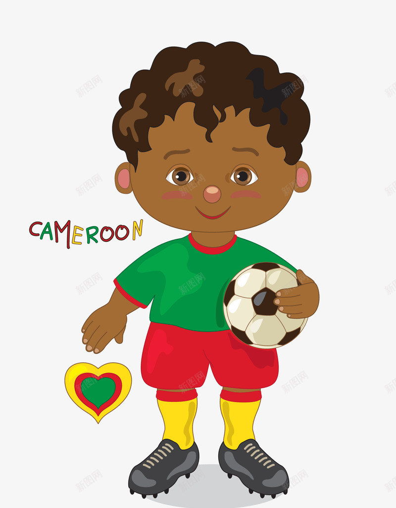 世界杯喀麦隆队卡通人物矢量图ai免抠素材_88icon https://88icon.com 世界杯 喀麦隆 喀麦隆足球队 巴西世界杯 足球 踢足球 踢足球的运动员 矢量图