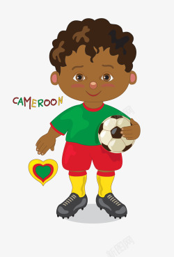 世界杯喀麦隆队卡通人物矢量图素材