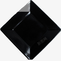 正方形底纹简约立体黑色盘子素材