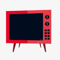 卡通红色复古电视机素材