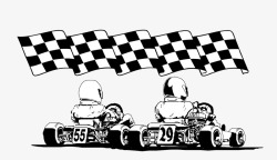 赛车旗帜素描矢量图素材