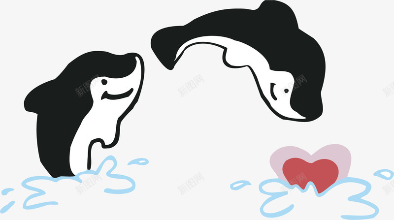 手绘在水上跳跃的海豚png免抠素材_88icon https://88icon.com 手绘 水上 水上世界 海豚 跳跃