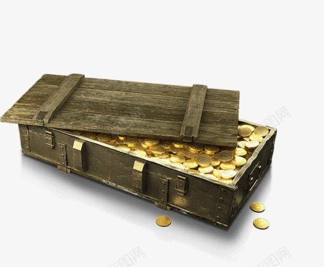 木箱盖矢量创意金币效果木箱造型图标图标
