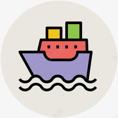 手绘轮船卡通图标图标