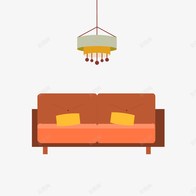 扁平化沙发矢量图ai免抠素材_88icon https://88icon.com 卡通 吊灯 客厅 室内设计 沙发设计 矢量图