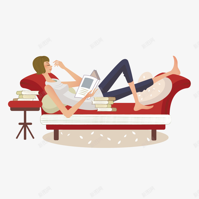 躺在沙发上看书的美女png免抠素材_88icon https://88icon.com 沙发 看书 美女沙发