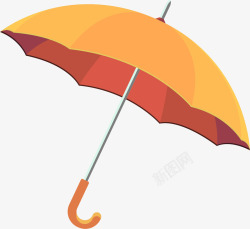 手绘黄色雨伞矢量图素材
