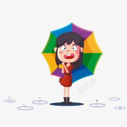 下雨天撑伞的女孩素材