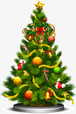 手绘效果绿色的圣诞树造型元素素材