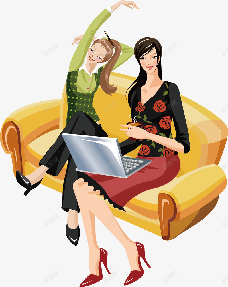 美女png免抠素材_88icon https://88icon.com 坐在沙发上的女人 沙发 矢量女人 矢量座椅沙发 矢量沙发 矢量长发美女 矢量长沙发