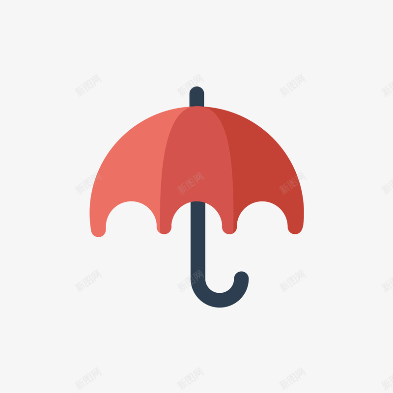 红色雨伞psd免抠素材_88icon https://88icon.com 扁平化 素材 红色 雨伞