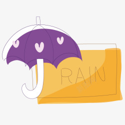 手绘素描雨伞素材