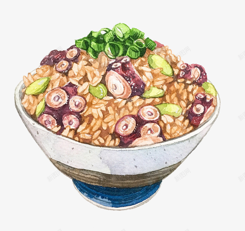 手絵蔥花章魚飯png免抠素材_88icon https://88icon.com 卡通 手絵 甜品 食物