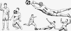 素描足球员动作系列素材