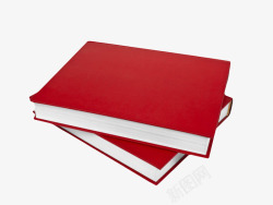 红色皮质较厚堆起来的书实物素材