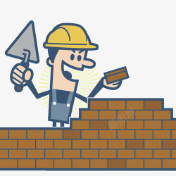 建筑工人堆砌墙素材