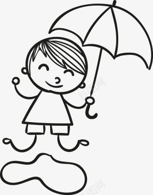 打着雨伞的小孩图标图标