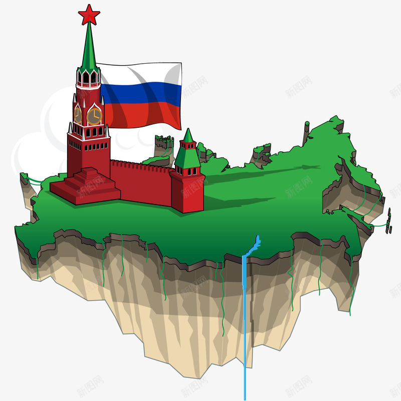 俄罗斯矢量图eps免抠素材_88icon https://88icon.com 国家 城堡 旗帜 版图 矢量图
