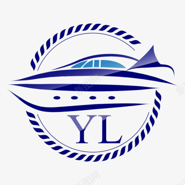 卡通灯塔航海船游艇logo图标图标