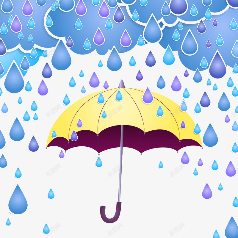 雨天撑把伞psd免抠素材_88icon https://88icon.com 乌云 雨 雨伞