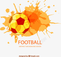 橙色水彩足球和墨迹素材