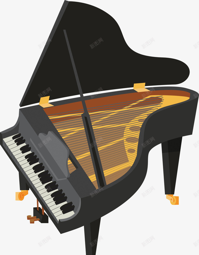 黑色钢琴国外创意矢量图ai免抠素材_88icon https://88icon.com 创意素材 国外创意 国外素材 黑色钢琴 矢量图