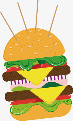 卡通汉堡食物插画矢量图素材
