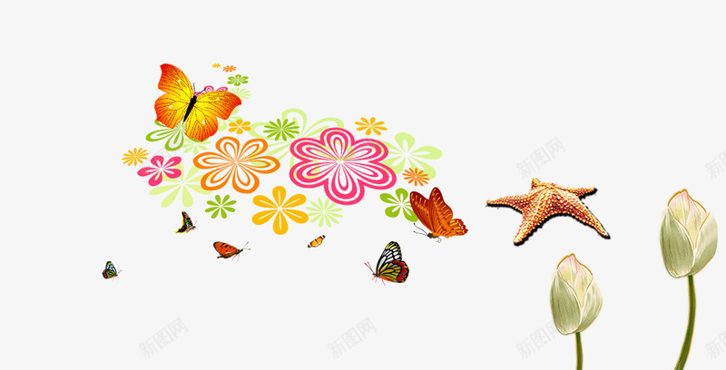 花纹png免抠素材_88icon https://88icon.com 底纹 海星 花纹 蝴蝶
