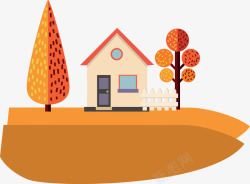 平面秋季黄色系房屋平面秋季黄色系房屋矢量图高清图片