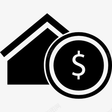 家房地产商业符号的房子与美元符号图标图标
