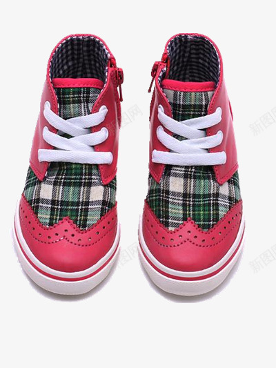 英伦运动鞋png免抠素材_88icon https://88icon.com 帆布鞋 童鞋 红色格子鞋 红色鞋子
