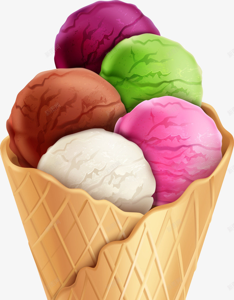 彩色美味冰淇淋png免抠素材_88icon https://88icon.com 彩色冰淇淋 甜品 甜筒冰淇淋 美食 装饰图案 食品 食物
