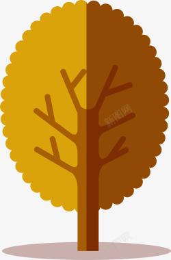 扁平化金色树木素材