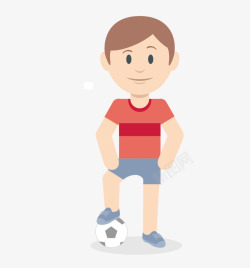 卡通踢足球的男孩素材
