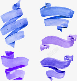 5款蓝色和紫色祝福条幅矢量图素材