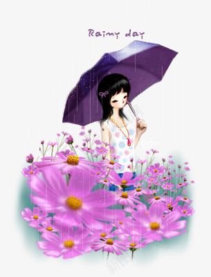 撑着雨伞的女孩png免抠素材_88icon https://88icon.com 女孩 花朵 透明底色 雨伞