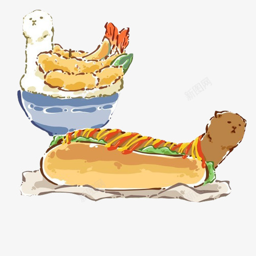 动物造型面包手绘画片png免抠素材_88icon https://88icon.com 动物造型 手绘美食 面包 面点